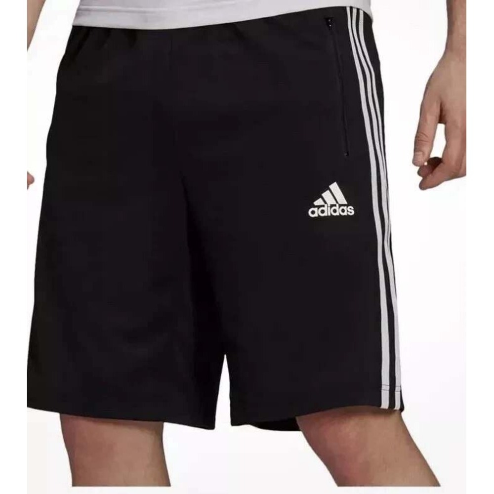 Adidas Athletic Shorts Men's Small Black Polyester 3-Stripe Gym Run